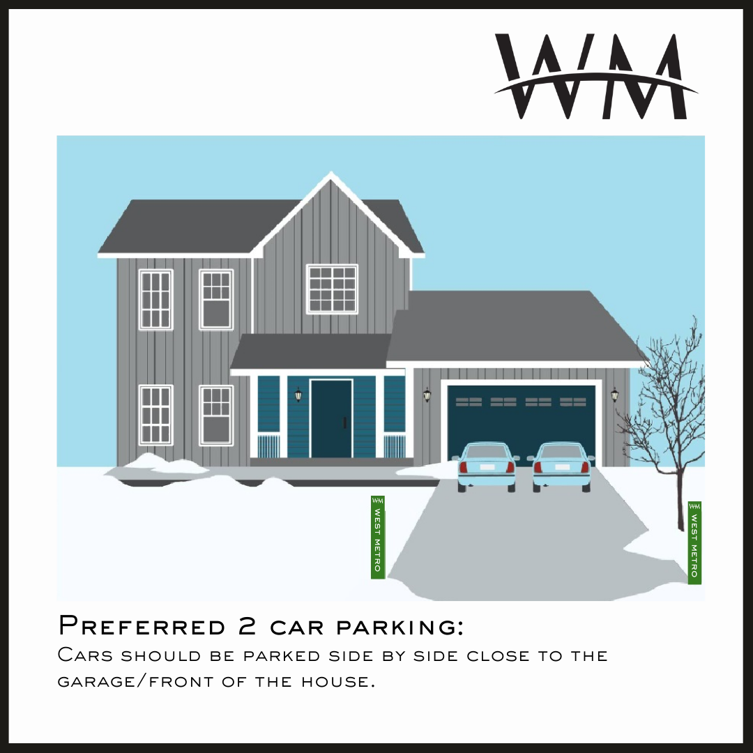 Garbage and recycling bins moved off the driveway for plowing