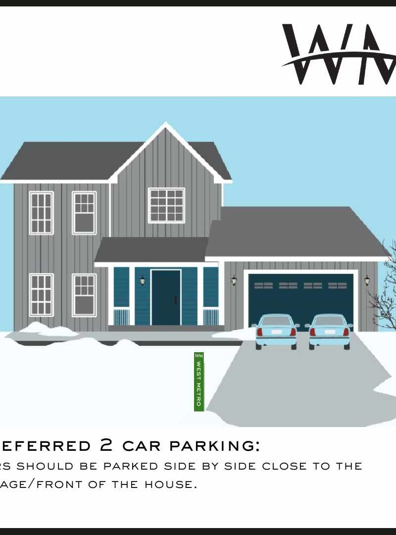 Preferred two-car parking, side by side close to the garage