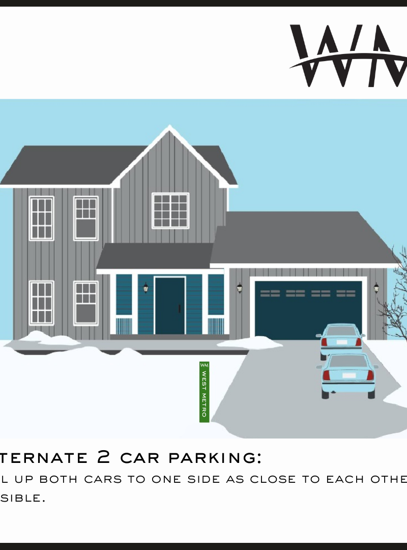 Alternate two-car parking with both cars pulled to one side of the driveway