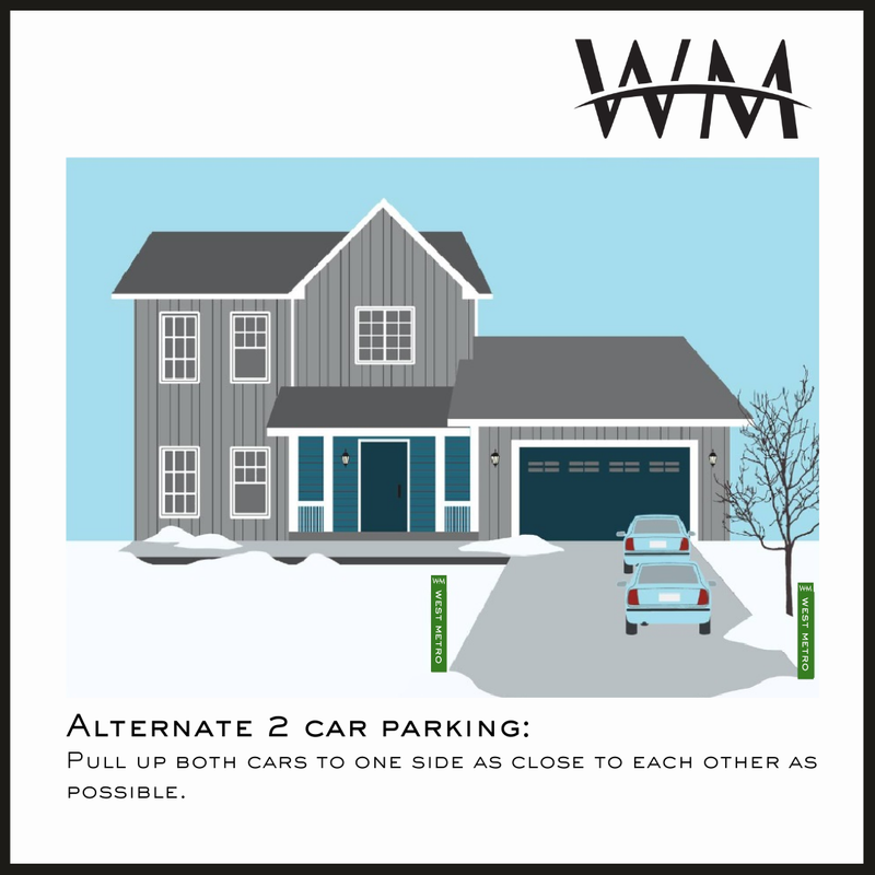 Alternate two-car parking with both cars pulled to one side of the driveway